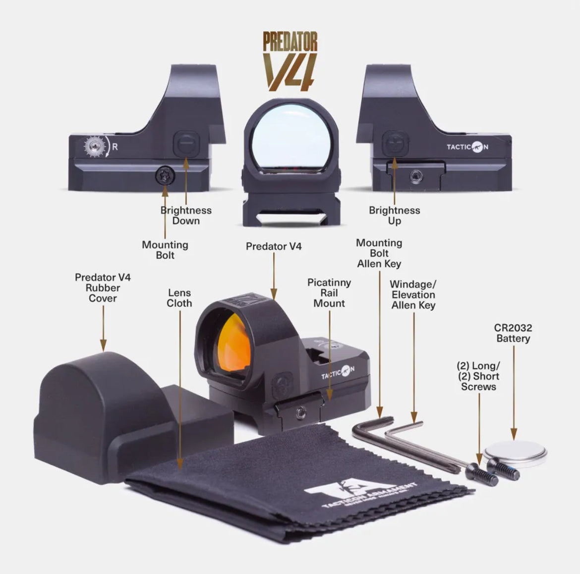 Predator V4 Compact Reflex Red Dot Sight For Pistol or Rifle