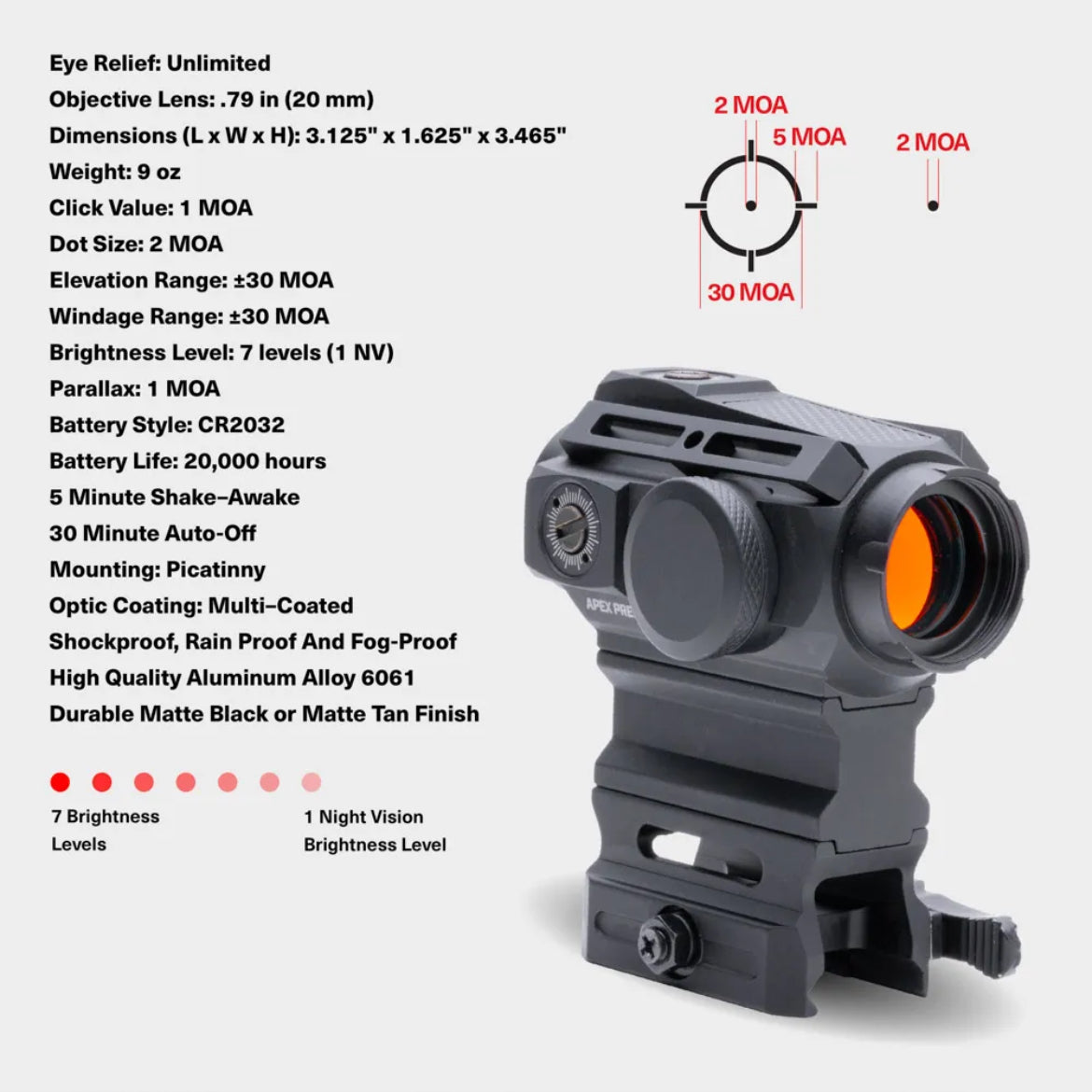 Apex Predator V3 Solar | Multi-Reticle Red Dot Sight